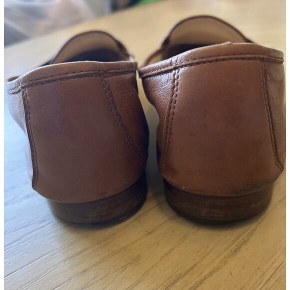 VTG Polo Ralph Lauren Penny Loafers Mens 9 Leather Full Strap Slip On Tan Italy - Picture 5 of 16